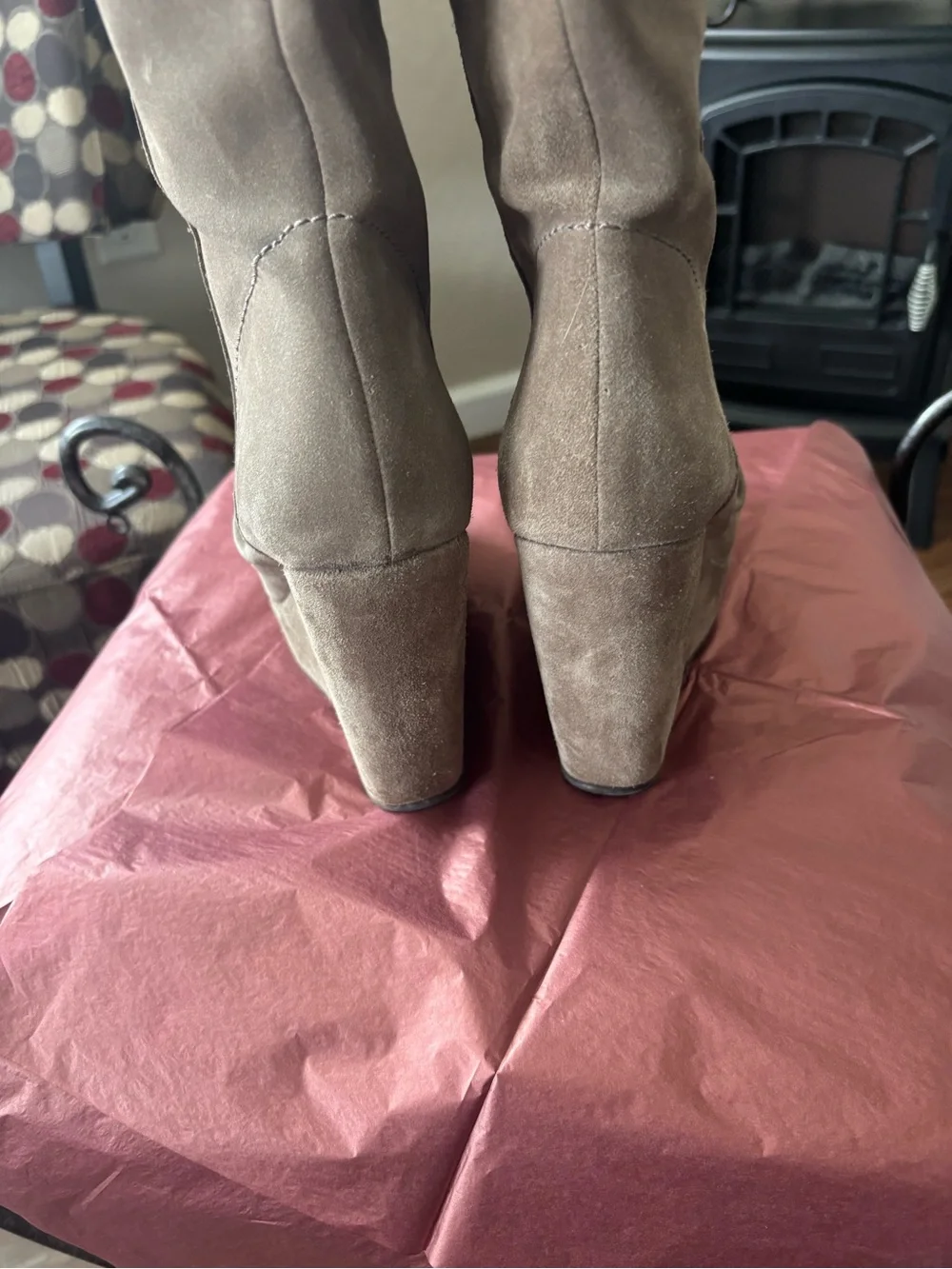 Pedro Garcia Taupe Suede Over-the-Knee Platform Boots